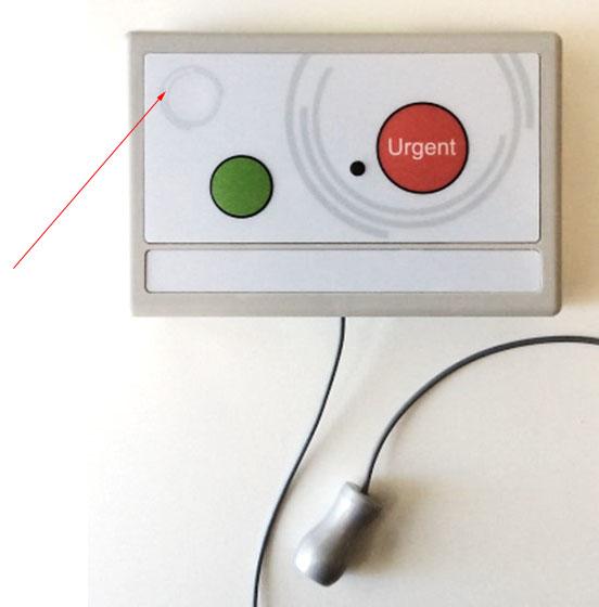 Pull cord used with wireless nursecall systems usually for hospitals